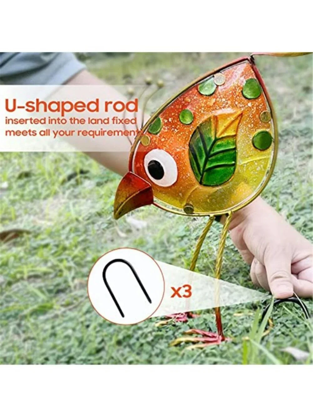 Garden Decor for Outside,Funny Metal & Glass Bird Decor for Indoor &